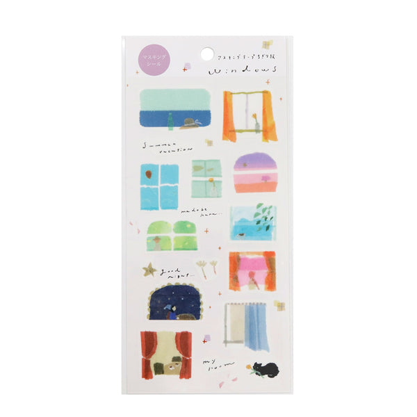 Kamiiso Miki Tamura Masking Stickers - Windows (Pack of 10) | papermindstationery.com