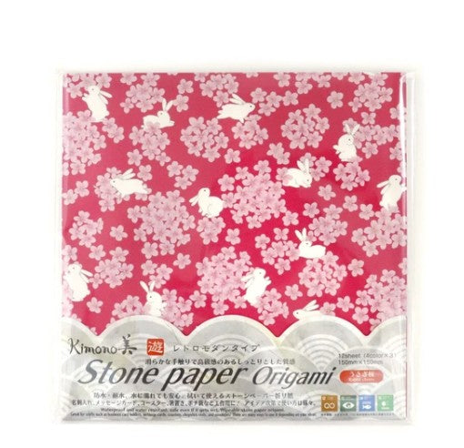 Kamiiso Kimono Beauty Stone Paper Origami - Usagi Zakura (Rabbit Cherry Blossom)