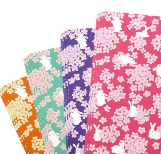 Kamiiso Kimono Beauty Stone Paper Origami - Rabbit Cherry Blossom [Japanese Pattern] (Pack of 10)