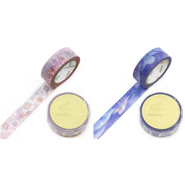 Kamiiso 15mm Washi Tape Set of 2 - Marine Utopia & Aurora