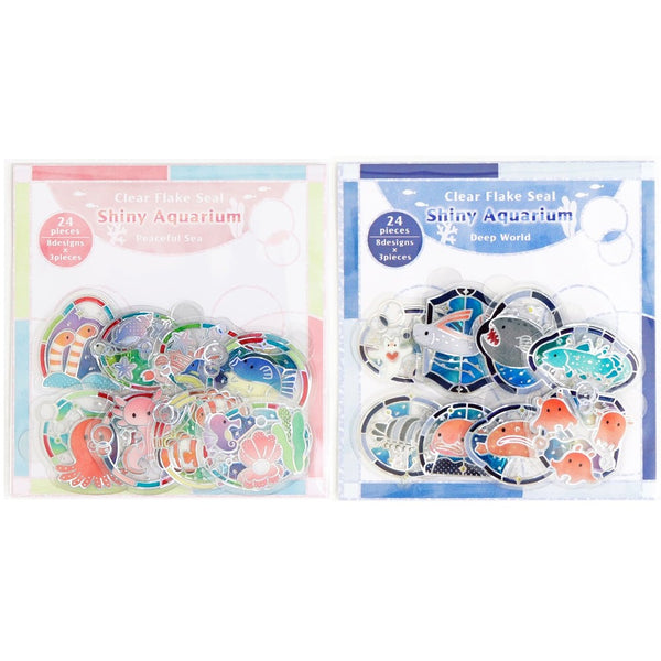 Kamiiso Holographic Flake Stickers Set of 2 - Shiny Aquarium Deep Sea World