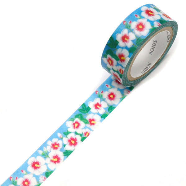 Kamiiso SAIEN Washi Masking Tape - Mukuge (Rose of Sharon), 15mm x 7m roll
