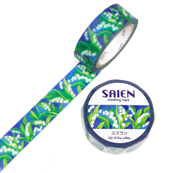Kamiiso SAIEN Washi Masking Tape - Lily of the Valley, 15mm x 7m roll