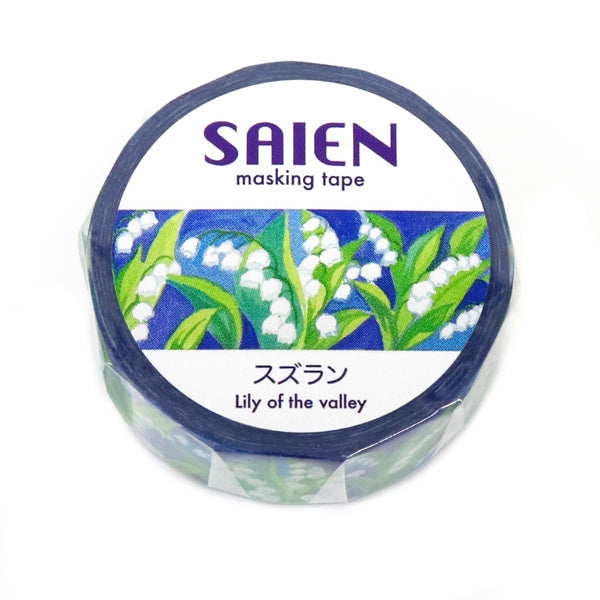 Kamiiso SAIEN Washi Masking Tape - Lily of the Valley, 15mm x 7m roll