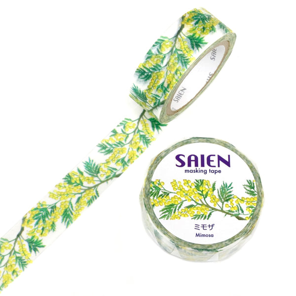 Kamiiso SAIEN Washi Masking Tape - Mimosa, 15mm x 7m roll