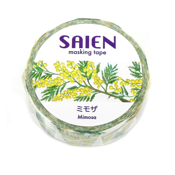 Kamiiso SAIEN Washi Masking Tape - Mimosa, 15mm x 7m roll