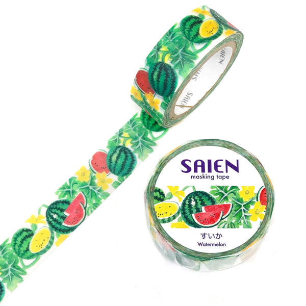 Kamiiso SAIEN Washi Masking Tape - Watermelon, 15mm x 7m roll