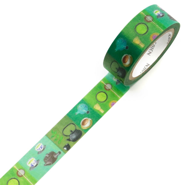 Kamiiso Saien 15mm Washi Tape - Japanese Tea Matcha (Pack of 10) | papermindstationery.com