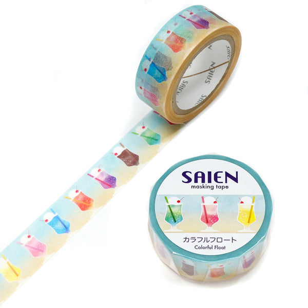 Kamiiso SAIEN Washi Masking Tape - Colorful Float, 15mm x 7m roll