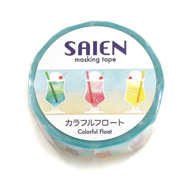 Kamiiso SAIEN Washi Masking Tape - Colorful Float, 15mm x 7m roll