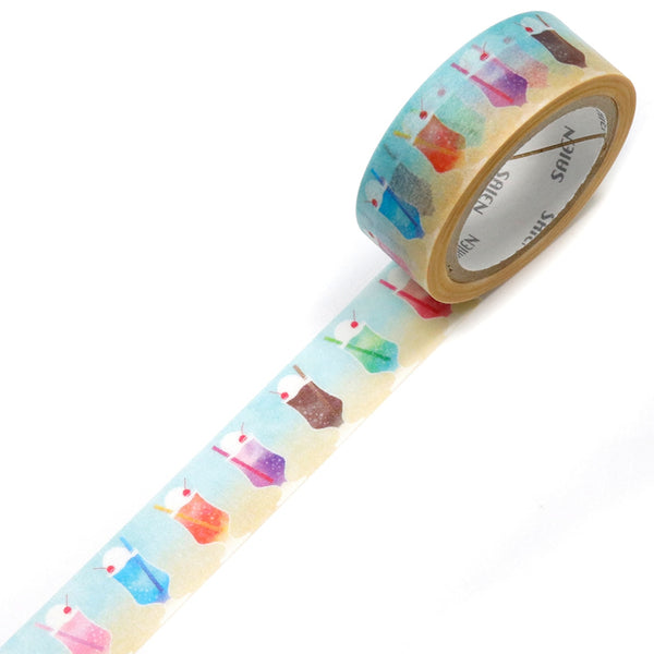 Kamiiso SAIEN Washi Masking Tape - Colorful Float, 15mm x 7m roll