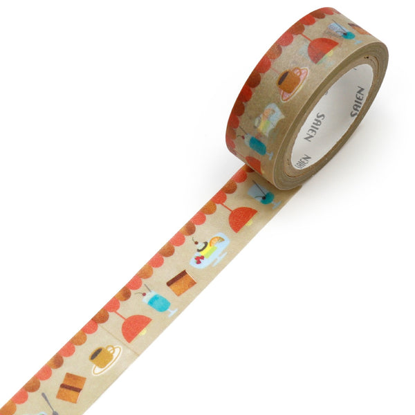 Kamiiso SAIEN Washi Masking Tape - Reading at the Cafe, 15mm x 7m roll