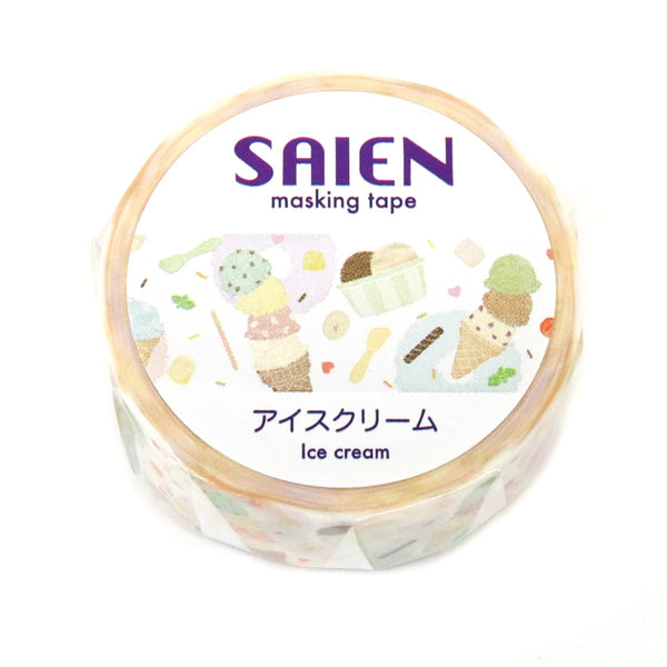 Kamiiso SAIEN Washi Masking Tape - Ice Cream, 15mm x 7m roll