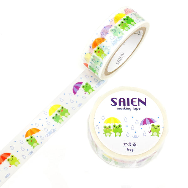Kamiiso SAIEN Masking Tape - Frog, 15mm x 7m roll (Pack of 10)