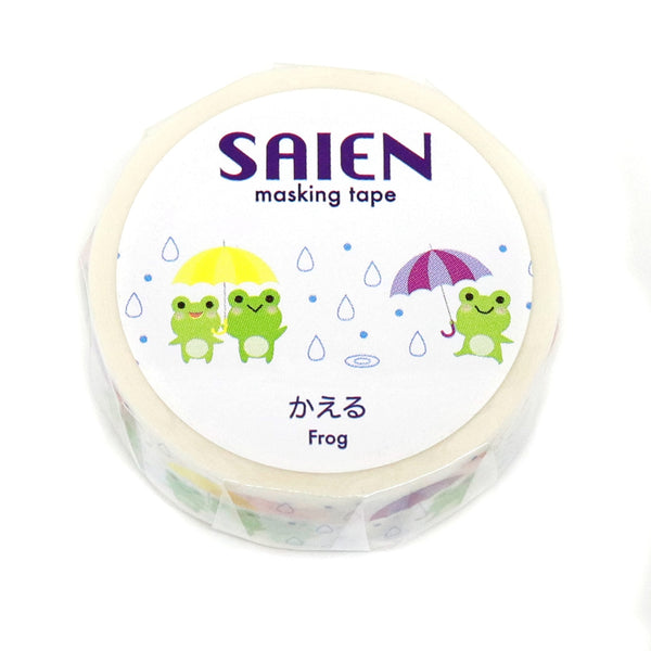 Kamiiso SAIEN Masking Tape - Frog, 15mm x 7m roll (Pack of 10) | papermindstationery.com