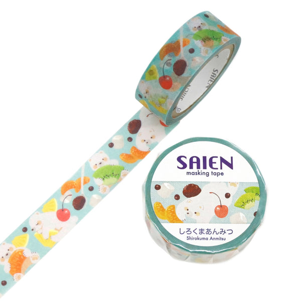 Kamiiso SAIEN Washi Masking Tape - Polar Bear Anmitsu , 15mm x 7m roll