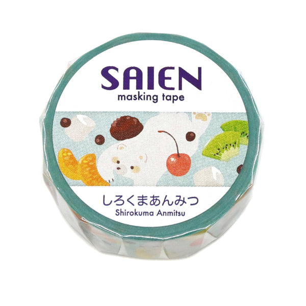 Kamiiso SAIEN Washi Masking Tape - Polar Bear Anmitsu , 15mm x 7m roll