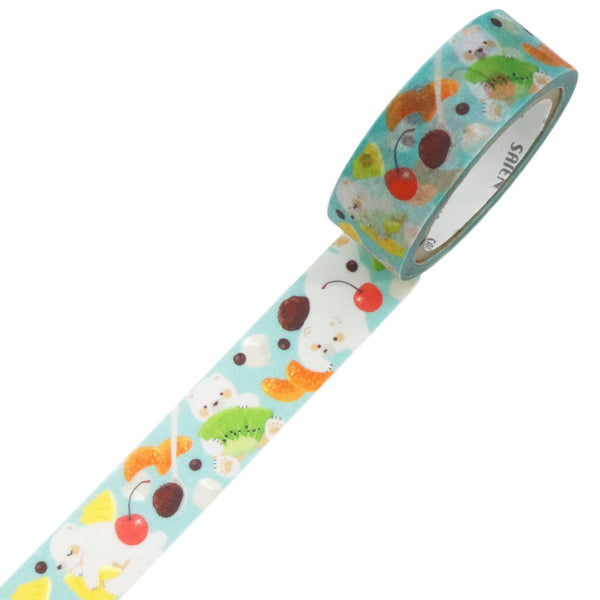 Kamiiso SAIEN Washi Masking Tape - Polar Bear Anmitsu , 15mm x 7m roll