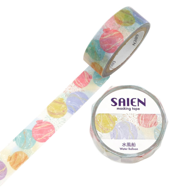 Kamiiso SAIEN Washi Masking Tape - Water Balloon , 15mm x 7m roll