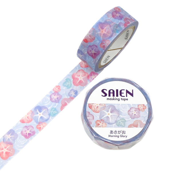 Kamiiso SAIEN Washi Masking Tape - Asagao (Morning Glory) , 15mm x 7m roll