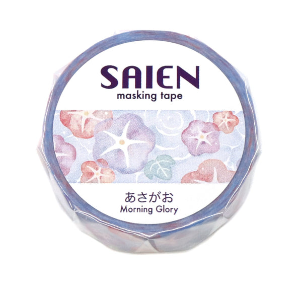 Kamiiso SAIEN Washi Masking Tape - Asagao (Morning Glory) , 15mm x 7m roll