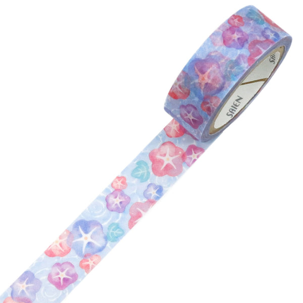 Kamiiso SAIEN Washi Masking Tape - Asagao (Morning Glory) , 15mm x 7m roll