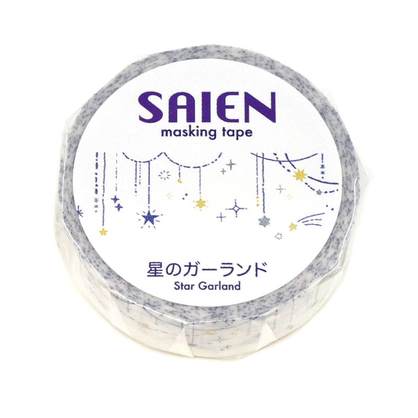Kamiiso SAIEN Washi Masking Tape - Star Garland, 15mm x 7m roll