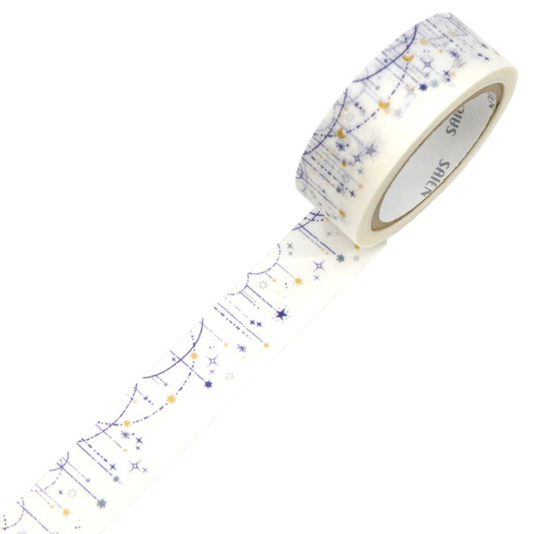 Kamiiso SAIEN Washi Masking Tape - Star Garland, 15mm x 7m roll