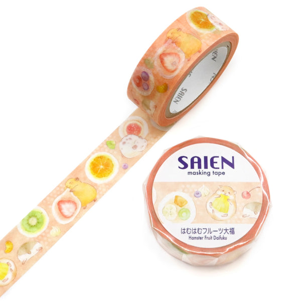 Kamiiso 15mm Washi Tape Set of 2 - Hamster Daifuku & Cherry Blossom