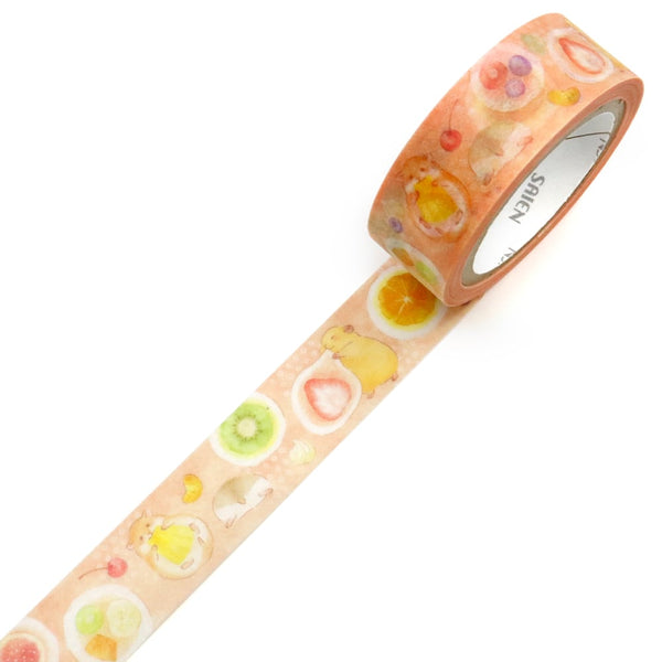 Kamiiso Saien 15mm Washi Tape - Hamster Fruit Daifuku (Pack of 10) | papermindstationery.com