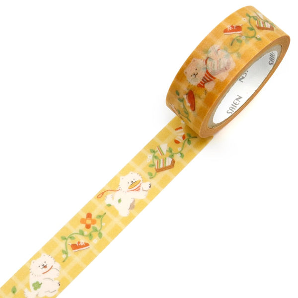 Kamiiso Saien 15mm Washi Tape - Dog Walking (Pack of 10) | papermindstationery.com