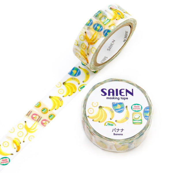 Kamiiso SAIEN Masking Tape - Banana, 15mm x 7m roll | Papermind Stationery