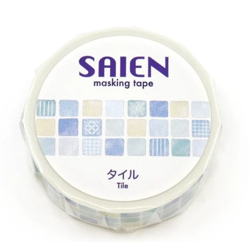 Kamiiso SAIEN Masking Tape - Tile, 15mm x 7m roll (Pack of 10) | papermindstationery.com