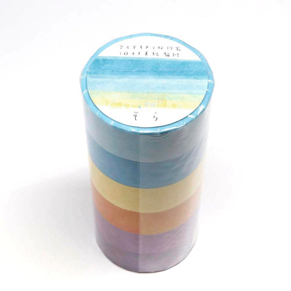 Kamiiso Miki Tamura Masking Tape - Chigiri-e (Torn Paper Art) 6-Color Set - Sora (Sky) (Pack of 10) | papermindstationery.com