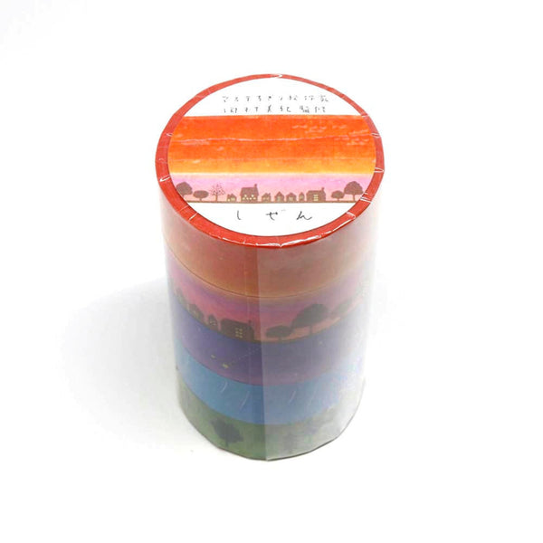 Kamiiso Miki Tamura Washi Masking Tape - Chigiri-e 5-Color Set: Nature