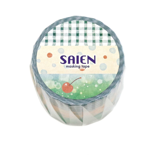 Kamiiso SAIEN Washi Masking Tape - Cream Soda 3 Designs, 15mm x 7m roll