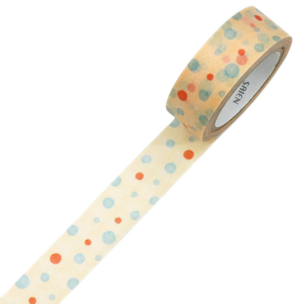 Kamiiso SAIEN Washi Masking Tape - Cream Soda 3 Designs, 15mm x 7m roll