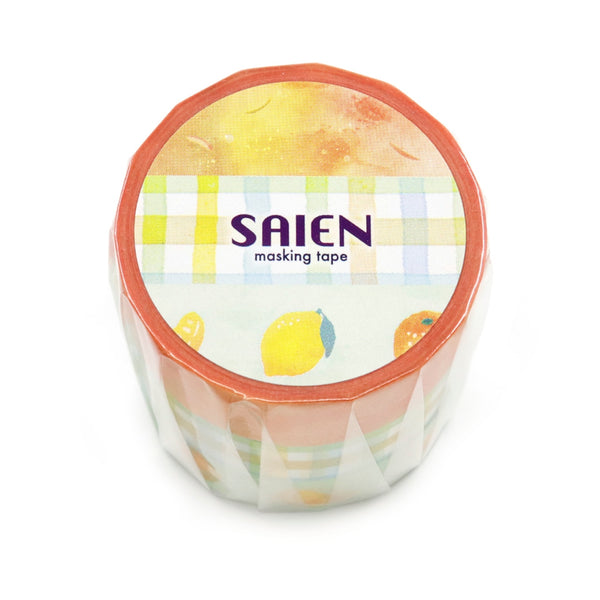 Kamiiso SAIEN Masking Tape - Citrus 3 Designs, 15mm x 7m roll (Pack of 10) | papermindstationery.com