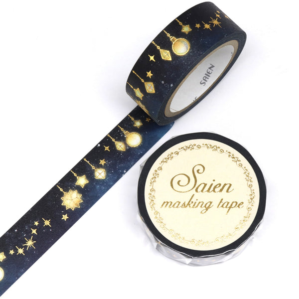 Kamiiso SAIEN Washi Masking Tape - Illumination, Gold Foil, 15mm x 7m roll