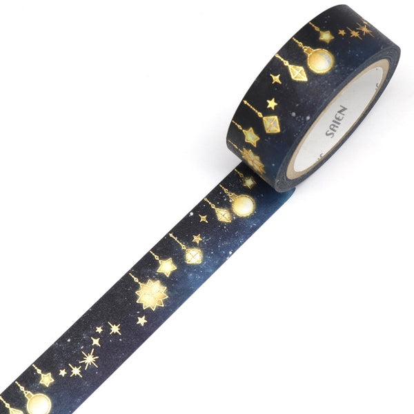 Kamiiso SAIEN Washi Masking Tape - Illumination, Gold Foil, 15mm x 7m roll