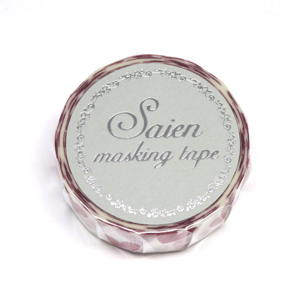 Kamiiso SAIEN Washi Masking Tape - Heart, Silver Foil, 15mm x 7m roll