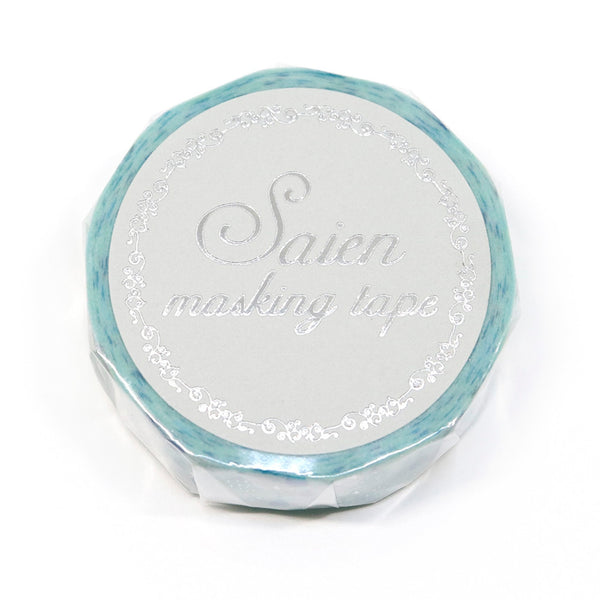 Kamiiso SAIEN Washi Masking Tape - Raindrops, Silver Foil, 15mm x 7m roll