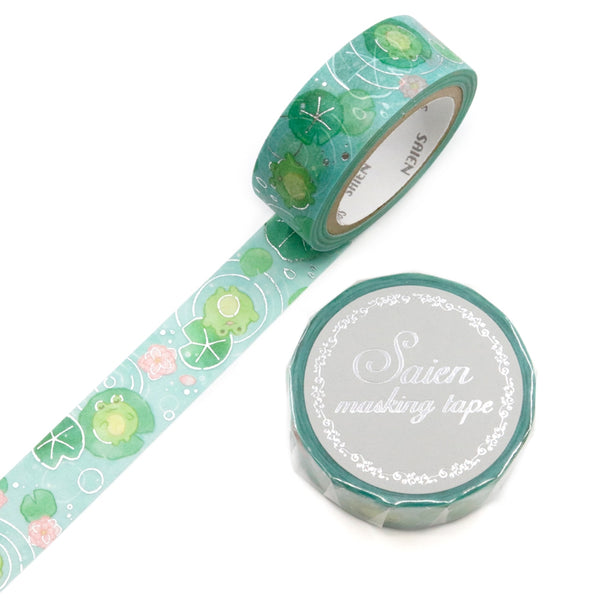 Kamiiso Saien 15mm Washi Tape Set of 2 - Floating Frogs & Rain Frogs