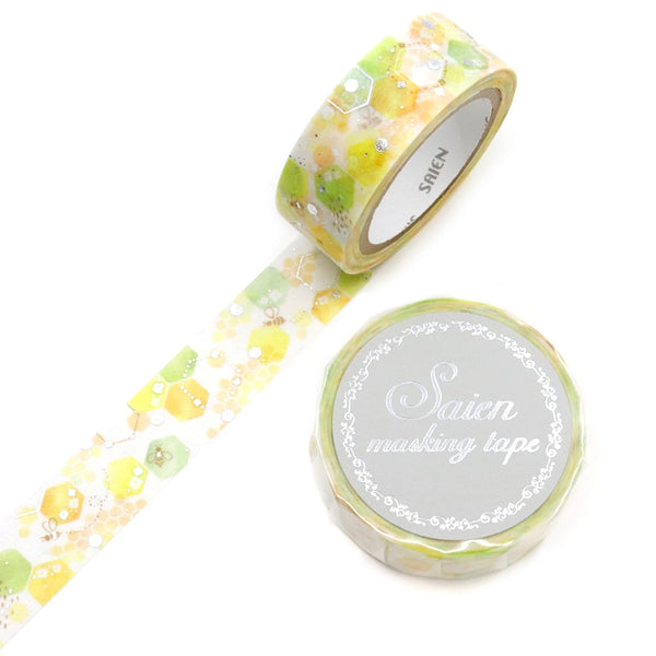 Kamiiso Saien 15mm Washi Tape - Honeycomb (Pack of 10) | papermindstationery.com