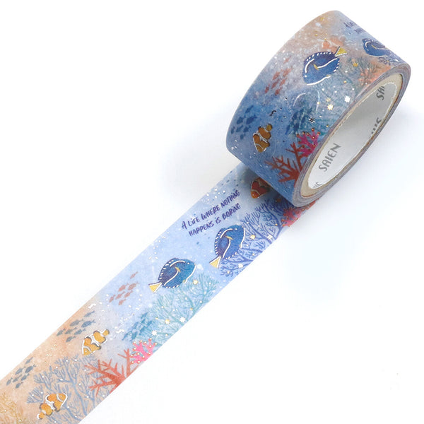 Kamiiso Sansyo 20mm Washi Tapes Set of 2 - Saien Marine Life Tropical Fish & Ocean Sunfish