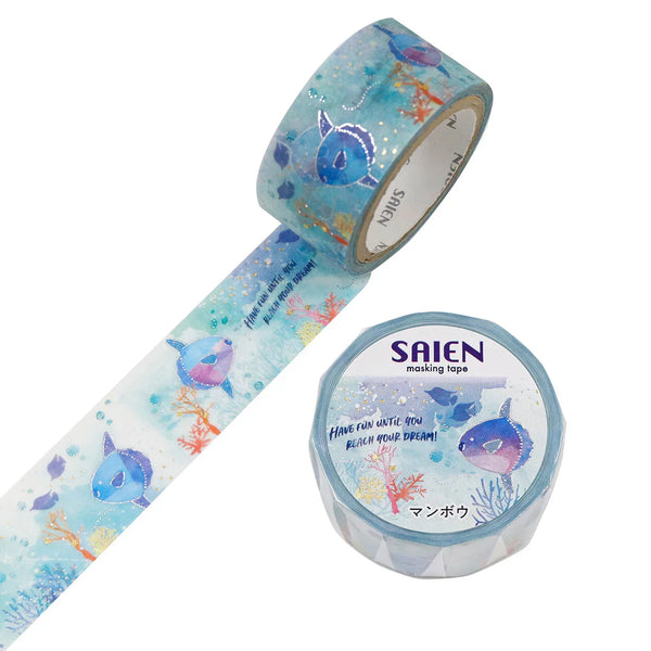 Kamiiso Sansyo 20mm Washi Tape - Saien Marine Life Ocean Sunfish UR3121
