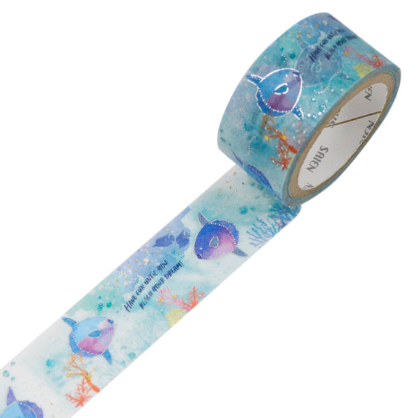 Kamiiso Sansyo 20mm Washi Tapes Set of 2 - Saien Marine Life Tropical Fish & Ocean Sunfish