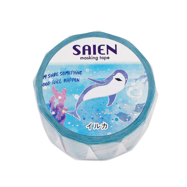 Kamiiso Sansyo 20mm Washi Tape - Saien Marine Life Dolphin UR3122