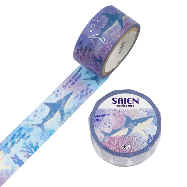 Kamiiso Sansyo 20mm Washi Tape - Saien Marine Life Shark UR3126