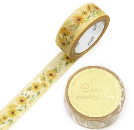 Kamiiso 15mm Washi Tape Set of 2 - Cat Island & Sunflower